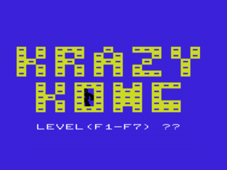 Krazy Kong title screen for Vic-20